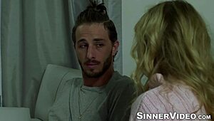 Jock Lucas Frost face fucks blonde Mackenzie Moss in rough missionary and doggystyle session