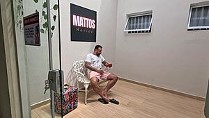 Wife in tight clothes cleans house and receives cum in mouth