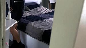 yo, stepsister caught me peeking and jumped on my cock