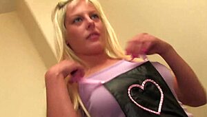 doggystyle pounding with blonde milf slut in fishnets and shaved pussy