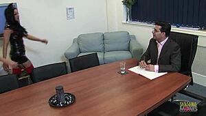 Stunning Hottie Teaches Friend To Suck Hard Cock On Desk