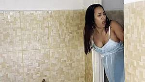 shy latina maid leyne rodriguez fucks boss until he cums hard