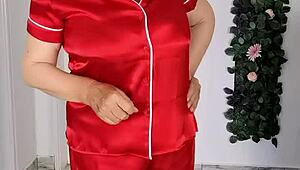 stepmom rips clothes to tease stepson with blowjob and cum on big tits