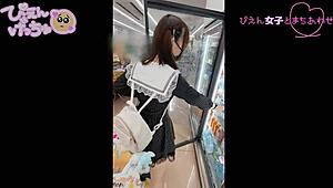 This Japanese amateur girl takes on older guys to pay off her boyfriend's debt. Drunk on cheap booze, she works hard for cash!