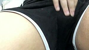 asian babe masturbates her tight pussy after work