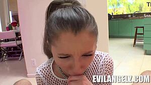 Petite Maya Woulfe seduces Mick Blue in tight pantyhose.