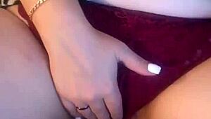 Cuming in panties with a hairy mature wife showing off