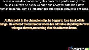 Husband and stepdaughter in the shower while wife is away