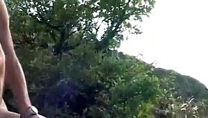 Neglected brunette milf finds thrill in forest with two strangers.