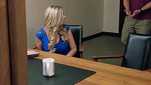 busty housewife rides principal’s cock in office affair