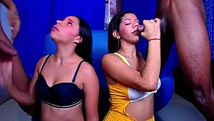 Two street performers share skills