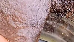 Sissy with micro penis pisses in various dorm locations.