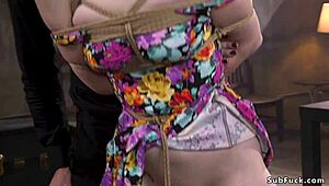 Pale Slave Takes Huge Dick In Bondage!