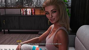 busty blonde college girl begs in 3d game on couch