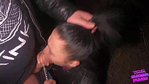 wanna guess what a biker gets with an outdoor face fuck at night?