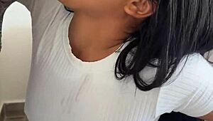 Indian Teen Satisfies Cravings with Huge Meat Dildo Play