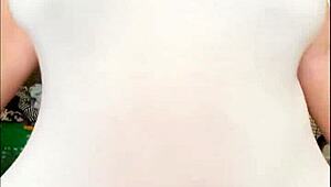 Pregnant Arab Girl Shows Big Belly and Milky Boobs on Webcam