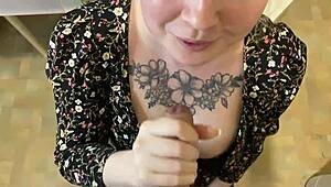 Instead of homework, she sucked my big blonde teen cock in homemade blowjob