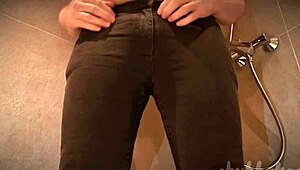 chubbykaot gets wild outdoors, pissing in her jeans while spreading and flashing