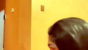 Hot and creamy action unfolds in the living room with ebony star.