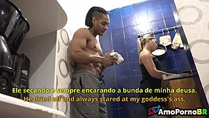 An old blonde wife is alone with her step-nephew, leading to taboo fucking with his big cock