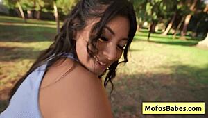 Hot brunette Cami Strella with big natural boobs seduces friend Charles Dera for steamy action