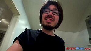 a shy newbie got her first taste from a leeds nerd in a wild session.