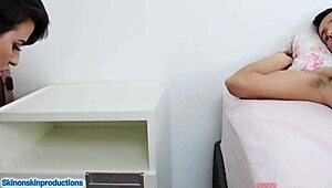 Brazilian babe flashes submissive in sheer red lingerie