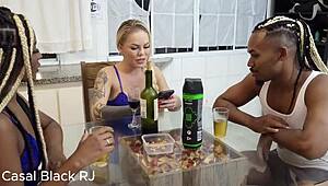 Blonde Curious About Couple's City Before Interracial Menage