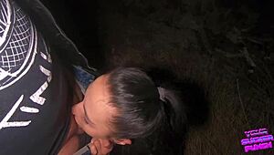 wanna guess what a biker gets with an outdoor face fuck at night?