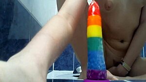 Cuntboy Xannie Feels Intense Pleasure In Shower Anal Play With Dildo.