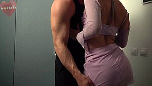 Fit couple bangs hard doggy style by mirror in 4K!