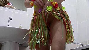 Hairy Pussy Pissing Doggy Style and Squatting: Mature Blonde with Gorgeous Ass Urinates at Home, Amateur ASMR PAWG Close-Up of Wet Holes