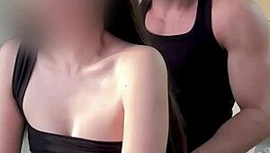 Watch that oriental hottie get a big cum load on her tits.