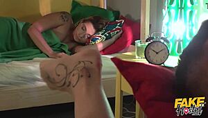 watch this student's cock throb and pump cum into her wet mouth in the fake hostel?