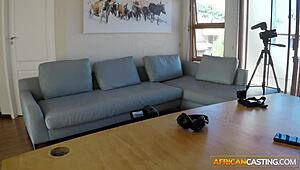 Bald African Model Drilled Hard in Fake Music Video Auditions. Raw Close-Up Cumshot!