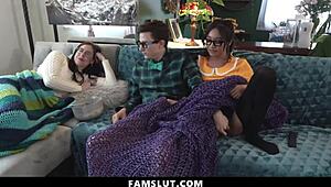 Holy Hell, Petite Asian Stepsister Sneakily Rides Stepbrother's Cock Beside Resting Stepmom!