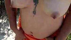 Mexican Prostitute Flashes Tits and Ass in Public Spot Before Sucking