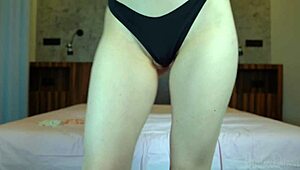 housewife stuffs panties in anal hole and squirts from dildo fucking hairy pussy