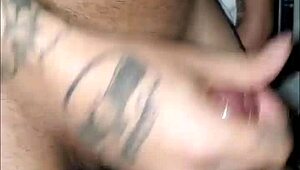 slutty wife gives amazing handjob and deepthroat blowjob to her husband