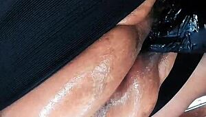 punishing my big hairy pussy with brutal dildo action