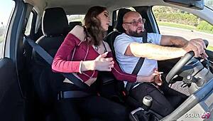 Crazy German Step-Daughter Seduces Step-Dad for Cheating Fuck While Driving! 😜
