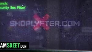 Cute Mormon girl bends over for shoplifting punishment with tight pussy