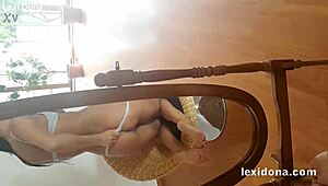 Lexidona Performs a Sensual Striptease in Front of the Mirror, Teasing with Undressing and Clothes Ripped