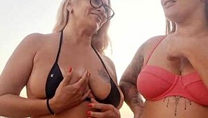 Beach Dirty Talk with Naughty Friend Before Deflowering Young Guy