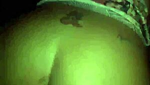 Married woman with young guy outside car on dark street while husband watches in rj