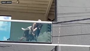 I'm leaving her pussy wide open on the balcony.