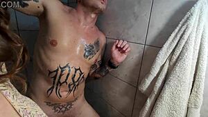 i saw him jerking off in the shower and deepthroated his big cock