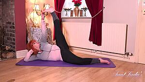 auntjudys巨乳56岁红发奶奶Melanie大奶健身