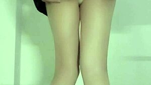 masturbating outdoors in skirt with cum-soaked panties